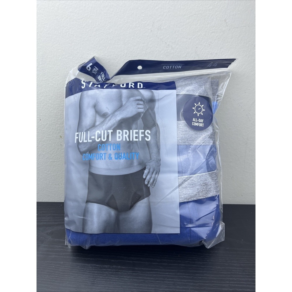Stafford Men's Full Cut Briefs 6-Pack Blues Size 44 100% Cotton NEW
